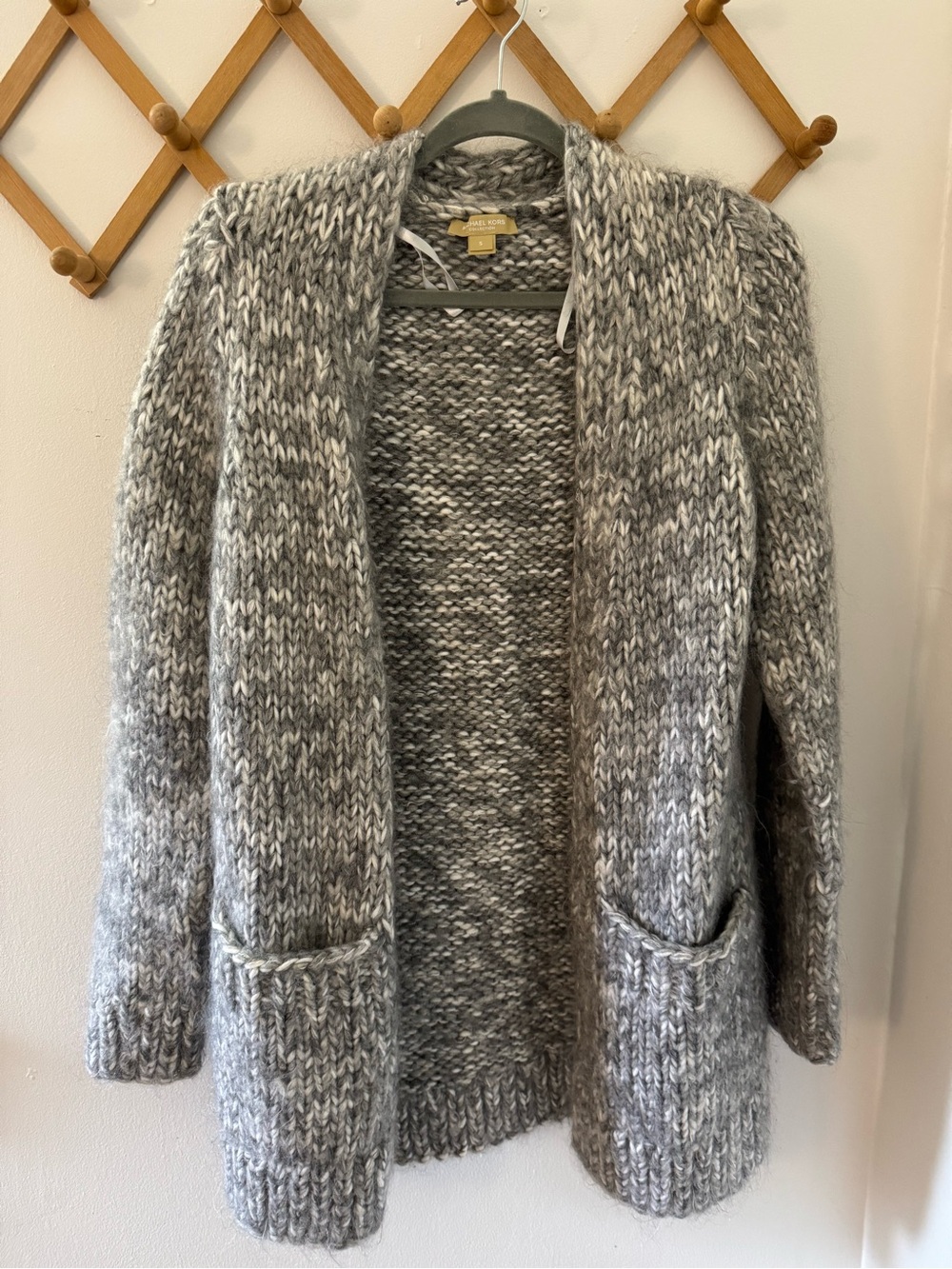 Michael Kors Chunky Open-Front Women's Cardigan Sweater in Heather Gray